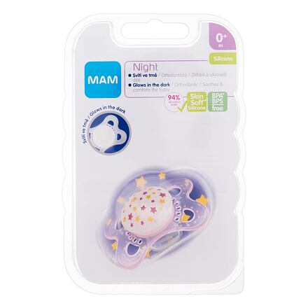 MAM Night Silicone Pacifier 0m+ Stars svíticí silikonový dudlík