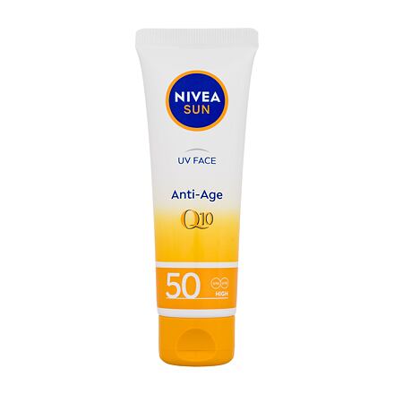 Nivea Sun UV Face Q10 Anti-Age SPF50 dámský protivráskový opalovací krém 50 ml pro ženy