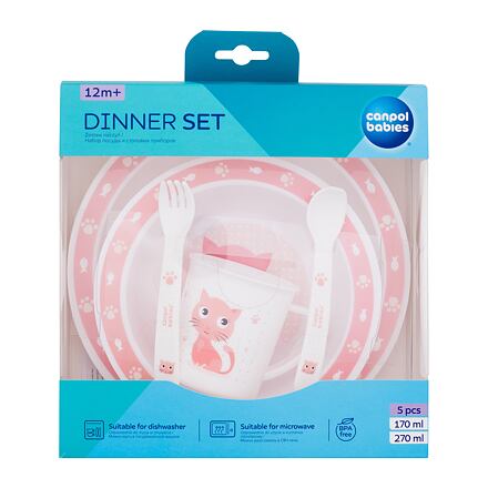 Canpol babies Cute Animals Dinner Set Cat nádobí 270 ml poškozená krabička