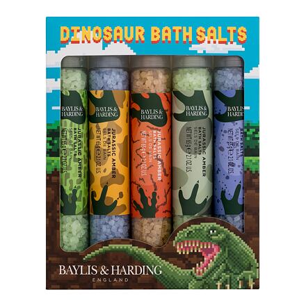 Baylis & Harding Dinosaur Bath Salts dětská dárková sada sůl do koupele Jurassic Amber 5 x 65 g pro děti