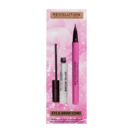 Makeup Revolution London Eye & Brow Icons Gift Set odstín transparentní dárková sada gel na obočí Brow Glue 3 ml+ oční linky Liquid Liner 0,5 ml
