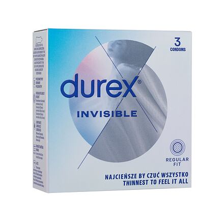 Durex Invisible extra tenké kondomy se silikonovým lubrikačním gelem 3 ks pro muže