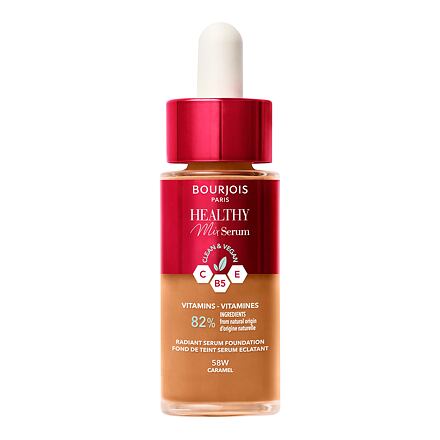 BOURJOIS Paris Healthy Mix Clean & Vegan Serum Foundation rozjasňující tekutý make-up 30 ml odstín 58w caramel