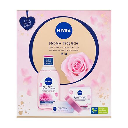 Nivea Rose Touch dámská dárková sada micelární voda Rose Touch 400 ml + denní gel-krém Rose Touch 50 ml pro ženy poškozená krabička