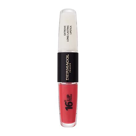 Dermacol 16H Lip Colour Extreme Long-Lasting Lipstick dámská dlouhotrvající rtěnka a lesk na rty 2v1 8 ml odstín růžová