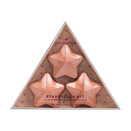 I Heart Revolution Star Bath Fizzer Kit odstín coconut dárková sada koupelová bomba ve tvaru hvězdy 3 x 40 g