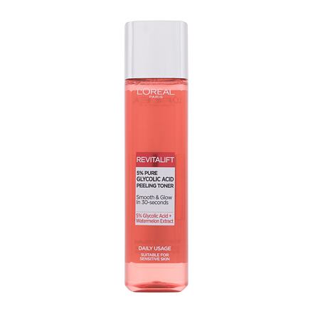 L'Oréal Paris Revitalift 5% Pure Glycolic Acid Peeling Toner dámská exfoliační a hydratační pleťové tonikum 180 ml pro ženy