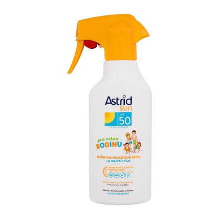 Astrid Sun Family Trigger Milk Spray SPF50 unisex voděodolné rodinné mléko na opalování 270 ml