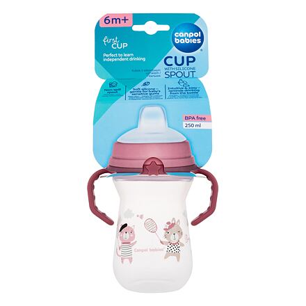 Canpol babies Bonjour Paris First Cup Pink 6m+ hrneček se silikonovým pítkem 250 ml