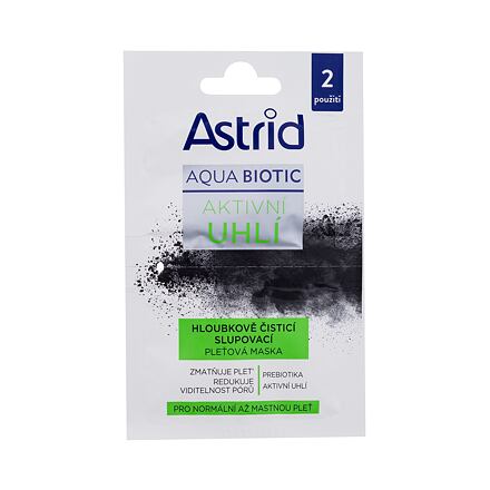 Astrid Aqua Biotic Active Charcoal Cleansing Mask dámská hloubkově čisticí maska s aktivním uhlím 2x8 ml pro ženy
