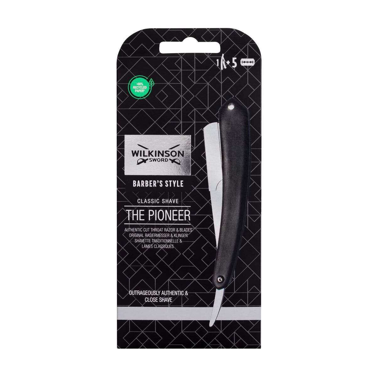 Wilkinson Sword Barber´s Style Cut Throat Razor pánský sada: holicí břitva 1 ks + břity 5 ks pro muže