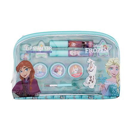 Lip Smacker Disney Frozen Essential Makeup Bag odstín růžová dárková sada lesk na rty 2 x 2 ml + krémový lesk na rty 2 x 1,6 g + rozjasňující krém 3 x 1,6 g + prsten 2 ks + přívěsek + aplikátor + kosmetická taštička