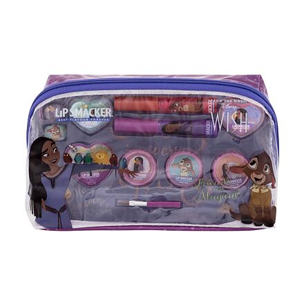 Lip Smacker Disney Wish Essential Makeup Bag odstín růžová dárková sada lesk na rty 2 x 2 ml + krémový lesk na rty 2 x 0,8 g + rozjasňující krém 3 x 1,6 g + prsten 2 ks + přívěsek + aplikátor + kosmetická taštička