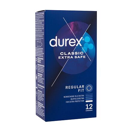 Durex Classic Extra Safe silnější kondomy se silikonovým lubrikačním gelem 12 ks pro muže