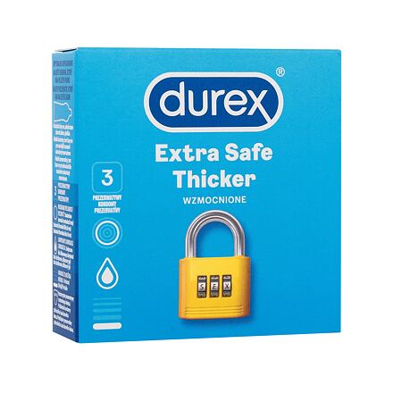Durex Extra Safe Thicker silnější kondomy se silikonovým lubrikačním gelem 3 ks pro muže
