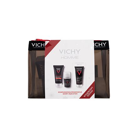 Vichy Homme Structure Force pánský dárková sada denní pleťový krém Homme Structure Force Complete Anti-Ageing Hydrating Moisturiser 50 ml + sprchový gel Homme Hydra Mag C Body & Hair Shower Gel 200 ml + antiperspirant Homme Extreme Control Anti-Perspirant