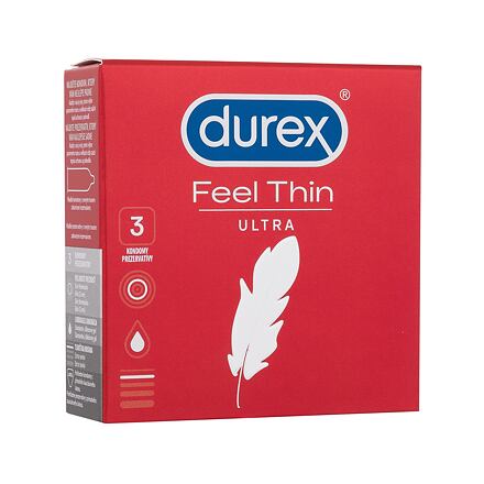 Durex Feel Thin Ultra extra tenké kondomy se silikonovým lubrikačním gelem 3 ks pro muže