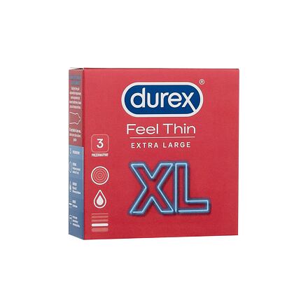 Durex Feel Thin XL tenké a extra velké kondomy se silikonovým lubrikačním gelem 3 ks pro muže