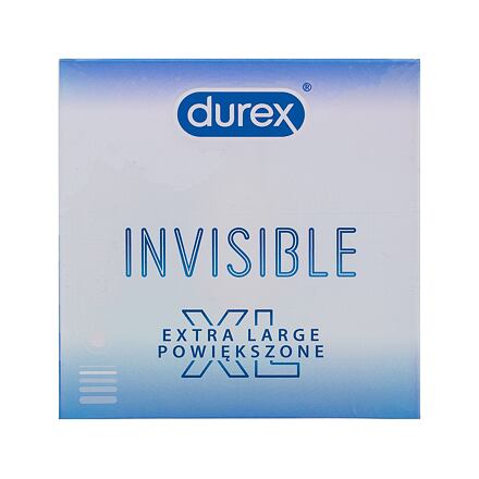 Durex Invisible XL extra tenké a velké kondomy se silikonovým lubrikačním gelem 3 ks pro muže