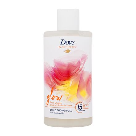 Dove Bath Therapy Glow Bath & Shower Gel dámský sprchový gel a pěna do koupele s vůní červeného pomeranče a rebarbory 400 ml pro ženy