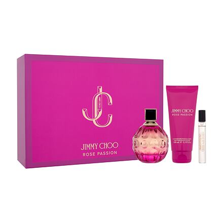 Jimmy Choo Rose Passion dámská dárková sada parfémovaná voda 100 ml + parfémovaná voda 7,5 ml + tělové mléko 100 ml pro ženy
