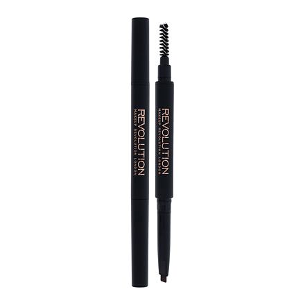 Makeup Revolution London Duo Brow Definer dámská precizní tužka na obočí s kartáčkem 0.15 g odstín hnědá