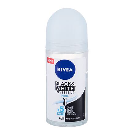 Nivea Black & White Invisible Pure 48h dámský antiperspirant deodorant roll-on 50 ml pro ženy