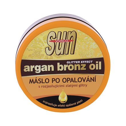 Vivaco Sun Argan Bronz Oil Glitter Aftersun Butter unisex poopalovací máslo s arganovým olejem a třpytkami 200 ml