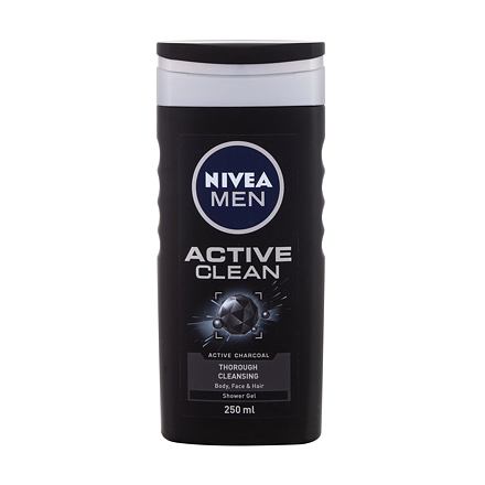 Nivea Men Active Clean pánský sprchový gel na tělo, tvář a vlasy 250 ml pro muže