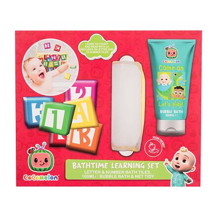 Cocomelon Bathtime Learning Set dětská dárková sada pěna do koupele 100 ml + kostičky + síťka na kostičky pro děti poškozená krabička