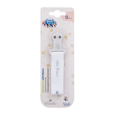 Canpol babies Royal Baby Soother Clip With Ribbon Little Prince stužka na dudlík s klipem