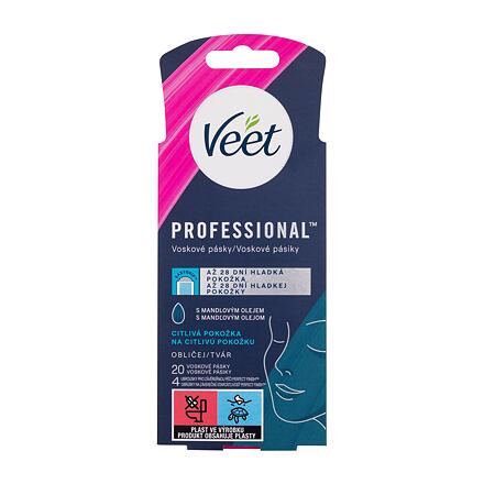 Veet Professional Wax Strips Face Sensitive Skin voskové depilační pásky na obličej 20 ks pro ženy