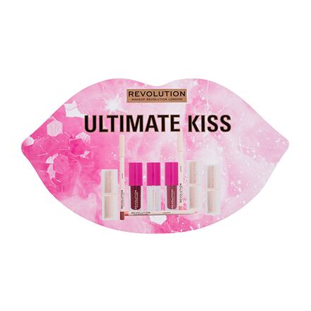 Makeup Revolution London Ultimate Kiss Gift Set dámská odstín béžová dárková sada rtěnka Lip Allure 3,2 g Chauffeur + rtěnka Lip Allure 3,2 g Lover + rtěnka Lip Allure 3,2 g Queen + tužka na rty Satin Kiss 1 g Chauffeur + tužka na rty Satin Kiss 1 g Lover