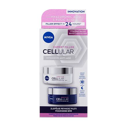 Nivea Cellular Expert Filler Duo dámský dárková sada denní pleťový krém Cellular Expert Filler Intensive Anti-Age Day Care SPF15 50 ml + noční pleťový krém Cellular Expert Filler Intensive Anti-Age Night Care 50 ml pro ženy