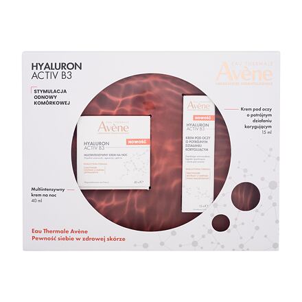 Avene Hyaluron Activ B3 dámský dárková sada noční pleťový krém Hyaluron Activ B3 Multi-Intensive Night Cream 40 ml + oční krém Hyaluron Activ B3 Triple Correction Eye Cream 15 ml pro ženy