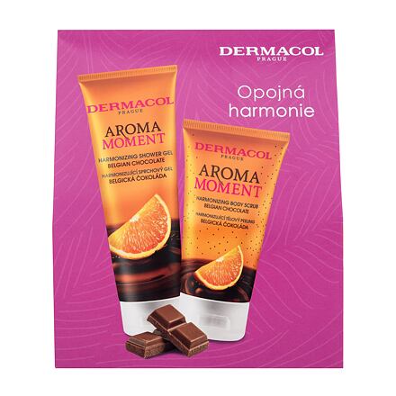 Dermacol Aroma Moment Belgian Chocolate unisex dárková sada sprchový gel Belgian Chocolate 250 ml + tělový peeling Belgian Chocolate 150 ml unisex