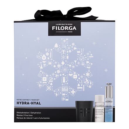 Filorga Hydra-Hyal Hydrating Plumping Serum dámské dárková sada pleťové sérum Hydra-Hyal Hydrating Plumping Serum 30 ml + micelární voda Micellar Solution 50 ml + svíčka pro ženy