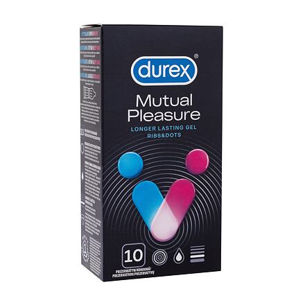Durex Mutual Pleasure vroubkované kondomy s výstupky a lubrikantem performa 10 ks pro muže