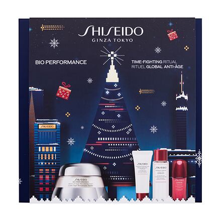 Shiseido Bio-Performance Time-Fighting Ritual Blue dámský dárková sada denní pleťový krém Bio-Performance Advanced Super Revitalizing Cream 50 ml + čisticí pleťová pěna Clarifying Cleansing Foam 15 ml + pleťová voda Treatment Softener 30 ml + pleťové séru