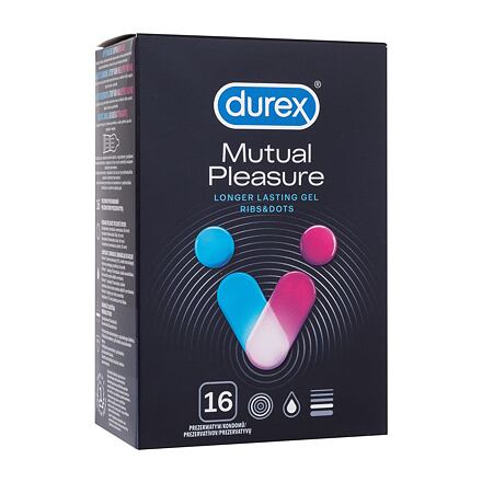 Durex Mutual Pleasure vroubkované kondomy s výstupky a lubrikantem performa pro oddálení ejakulace 16 ks pro muže