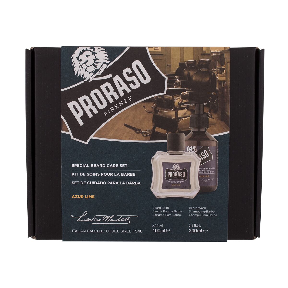 PRORASO Azur Lime Special Beard Care Set pánský dárková sada šampon na vousy Azur Lime 200 ml + balzám na vousy Azur Lime 100 ml pro muže