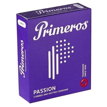 Primeros Passion vroubkované kondomy s vůní kokosu 3 ks pro muže