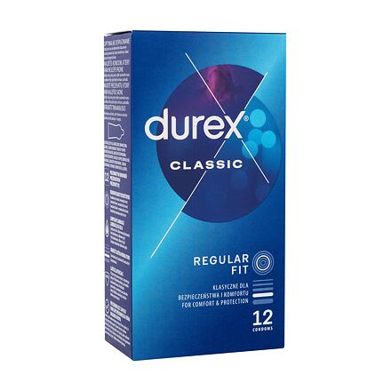 Durex Classic latexové kondomy se silikonovým lubrikačním gelem 12 ks pro muže poškozená krabička
