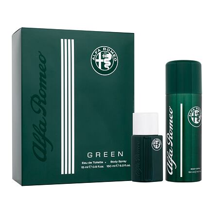 Alfa Romeo Green pánská dárková sada toaletní voda 15 ml + tělový sprej 150 ml pro muže