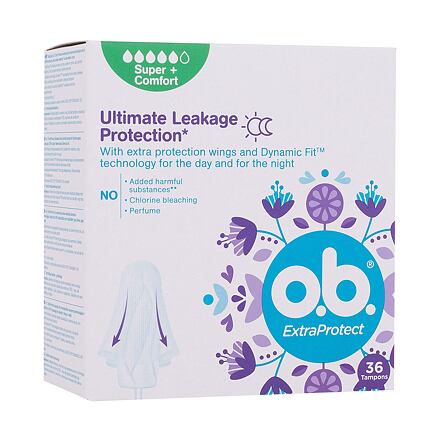 o.b. ExtraProtect Super Plus tampony pro maximální ochranu před protečením ve dne i v noci 36 ks pro ženy