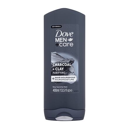 Dove Men + Care Charcoal + Clay pánský osvěžující sprchový gel s dřevěným uhlím a jílem 400 ml pro muže