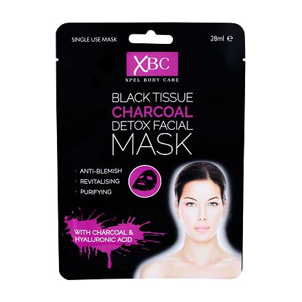 Xpel Body Care Black Tissue Charcoal Detox Facial Mask dámská plátýnková pleťová maska 28 ml pro ženy