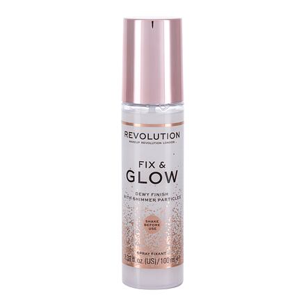 Makeup Revolution London Fix & Glow Dewy Finish rozjasňující fixační sprej na make-up 100 ml