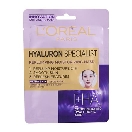 L'Oréal Paris Hyaluron Specialist Replumping Moisturizing dámská textilní pleťová maska proti vráskám pro ženy