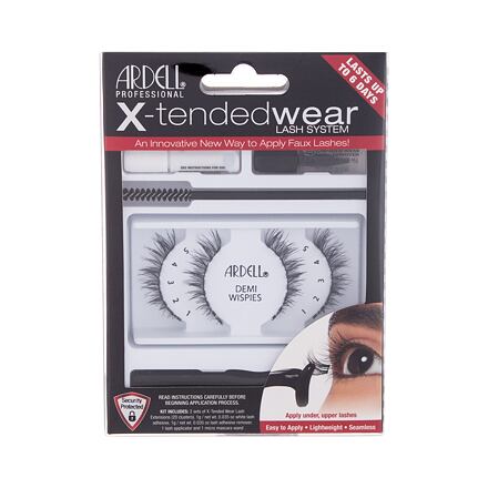 Ardell X-Tended Wear Lash System Demi Wispies dámské odstín black sada: umělé řasy X-Tended Demi Wispies 1 ks + lepidlo na řasy X-Tended Wear 1 g + aplikátor 1 ks + odstraňovač řas 1 g + kartáček na řasy 1 ks